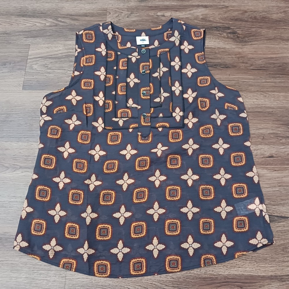 Cabi‎ 4558 Louis Top Tank Brown Geometric Women Size Medium Lightweight